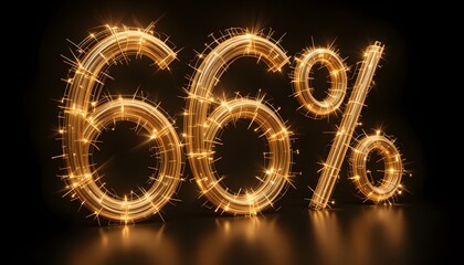 Sixty-Six Percent Golden Sparkler Design on Sleek Black Surface Advertising Offer