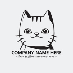 Cat illustration black and white for logo company vector image