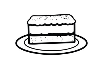 Simple Cake Slice On Plate Vector Design With Sprinkle Toppings,Illustration For Bakeries And Food Outlets