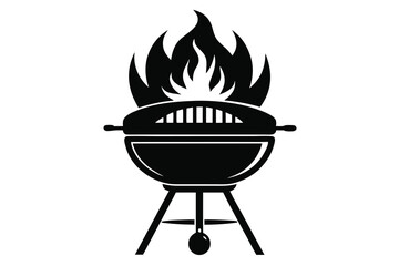 Hot flame design on an isolated white barbecue grill vector illustration, a symbol of grilling food