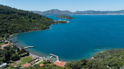 Fototapeta premium Coastal Life in Marmaris from Above