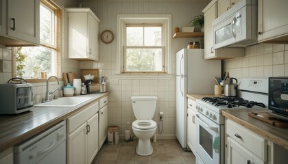 Cozy Kitchen With Modern Appliances and Natural Light in a Serene Home Setting