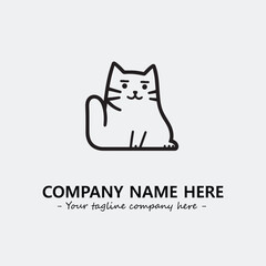 Cat illustration black and white for logo company vector image