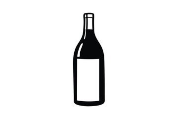Elegant Black Silhouette Of A Wine Bottle With Blank Label Design For Mockups And Branding Purposes Vector Illustration