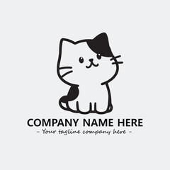 Cat illustration black and white for logo company vector image