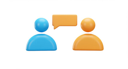 Two People Discussing with Speech Bubble Icon Illustration