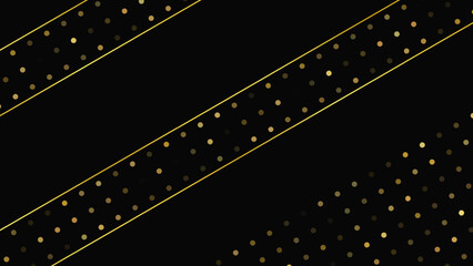 Obraz premium Dark background with golden lines and glittering dots