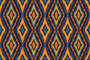 Fototapeta premium Ethnic ikat seamless pattern abstract pattern vector design for fabric block print