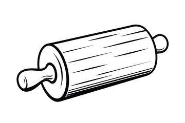 Black And White Illustration Of Rolling Pin Used For Baking And Pastry Dough Preparation At Home