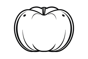 Vector Outline Illustration Of An Apple Isolated On White Background Culinary Fruit Design For Coloring Books
