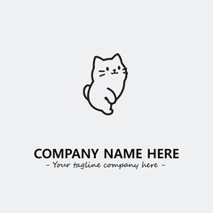Cat illustration black and white for logo company vector image