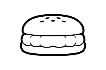 Minimalist Black And White Burger Vector Illustration Design Graphic Perfect For Food Related Projects And Menu Design