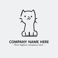 Cat illustration black and white for logo company vector image