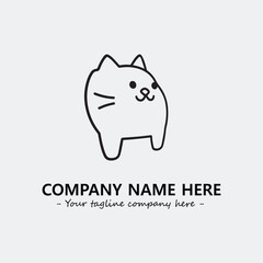 Cat illustration black and white for logo company vector image