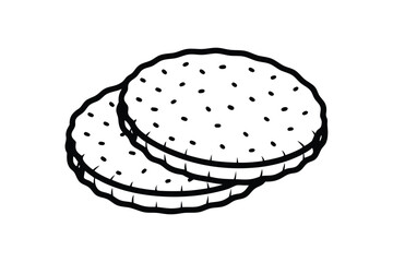 Cream Filled Sandwich Cookies Line Art Icon For Menu Design And Sweet Treat Illustrations