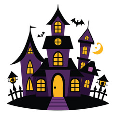 Halloween haunted houses isolated clipart on white background