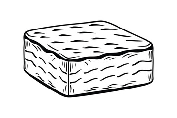 Hand Drawn Illustration Of Kitchen Sponge Cleanliness Icon Isolated On White Background For Graphic Design