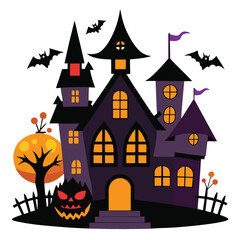 Halloween haunted houses isolated clipart on white background