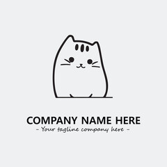 Cat illustration black and white for logo company vector image