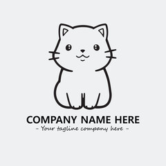 Cat illustration black and white for logo company vector image