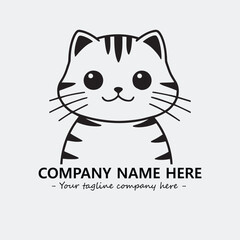 Cat illustration black and white for logo company vector image