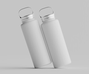 Insulated water bottle white color 3D render illustration for mockup collection