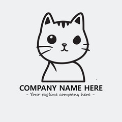 Cat illustration black and white for logo company vector image