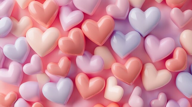 Lovely pastel pink hearts romantic background design illustration cute soft card sweet image pretty