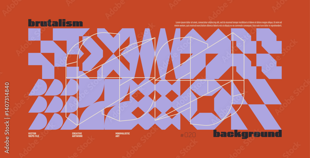 Aufkleber brutalism abstract vector terracotta color background with postmodern geometric graphic shapes in y2