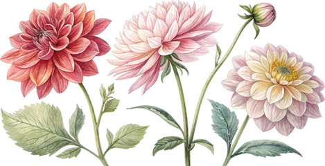 Watercolor Dahlias