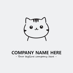 Cat illustration black and white for logo company vector image
