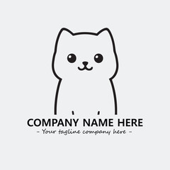 Cat illustration black and white for logo company vector image
