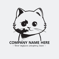 Cat illustration black and white for logo company vector image