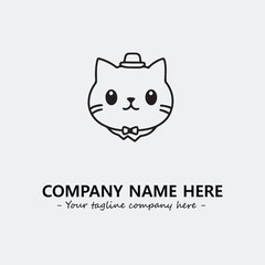 Cat illustration black and white for logo company vector image