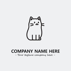 Cat illustration black and white for logo company vector image