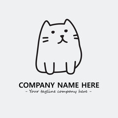Cat illustration black and white for logo company vector image