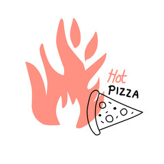 hot fire pizza logo vector design illustration