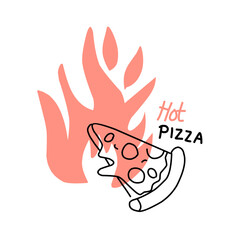 hot fire pizza logo vector design illustration