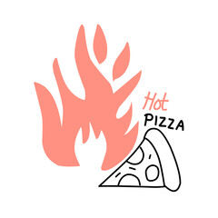 hot fire pizza logo vector design illustration