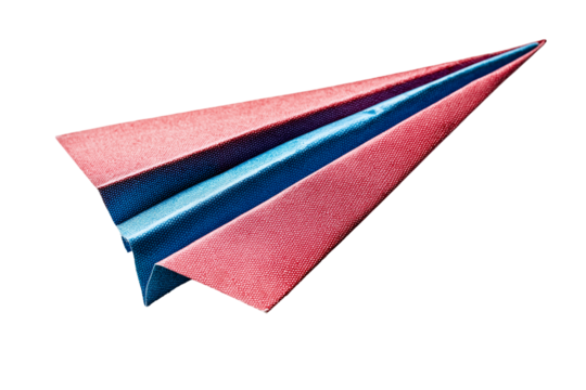  colorful paper airplane isolated on transparent white background