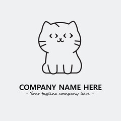 Cat illustration black and white for logo company vector image