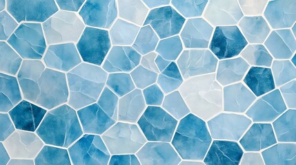 Intricate Handcrafted Geometric Tile-Inspired Textured Abstract Background in Subtle Blue and White Tones