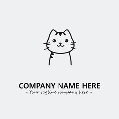 Cat illustration black and white for logo company vector image