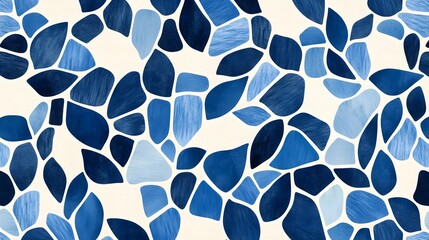 Obraz premium Intricate Hand-Drawn Geometric Tile-Inspired Textured Blue and White Background