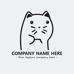 Cat illustration black and white for logo company vector image