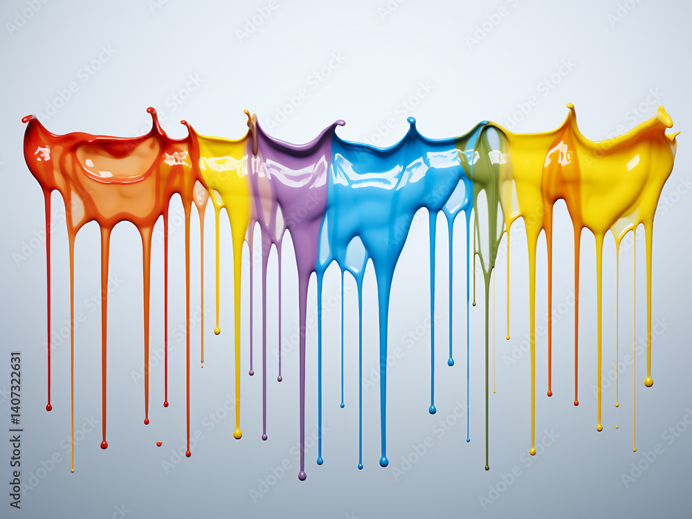 Poster dripping paint controlled by gravity forms vertical lines creating dramatic effects naturally