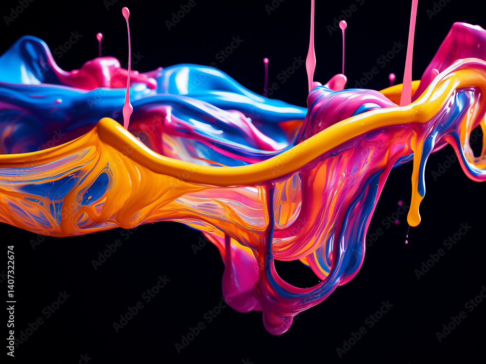 Aufkleber slow paint drips in colorful streams create fluid motion and artistic expression
