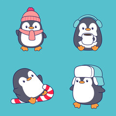 Cute and adorable little penguin illustration