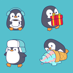 Cute and adorable little penguin illustration