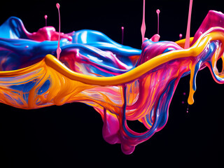 Slow paint drips in colorful streams create fluid motion and artistic expression